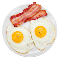 Fried Eggs & Bacon Breakfast on Transparent  background