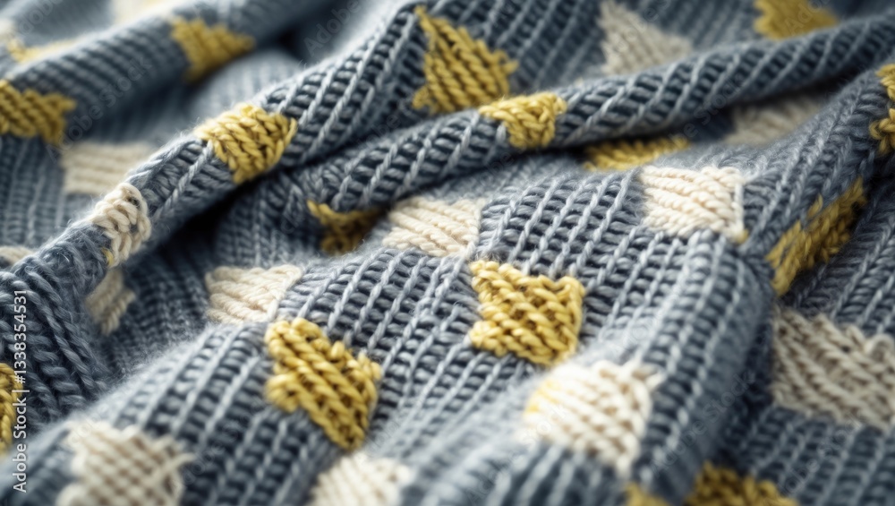 Poster cozy backdrop of grey knitted texture featuring argyle pattern.
