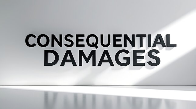 Consequential damages displayed on a minimalist wall with soft lighting effects