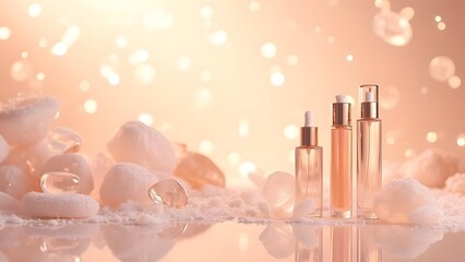 Ethereal Beauty Crystal Clear Glass Elements in Hyper-Realistic 3D Rendering