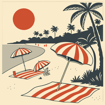 vector illustration of a tropical beach