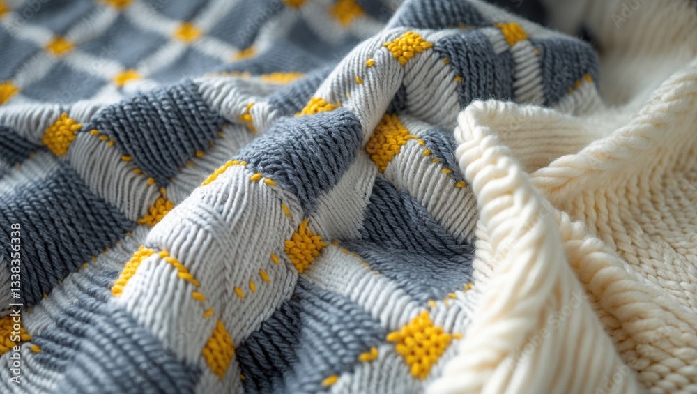 Poster background of a cozy knitted texture with wish print.