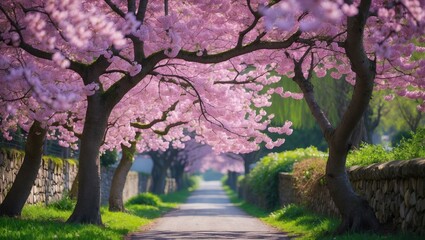 Pink blossoms embellish the branches of a stunning tree.