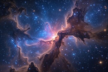 Naklejka premium Stunning Cosmic Nebula and Star Cluster in a Celestial Night Sky