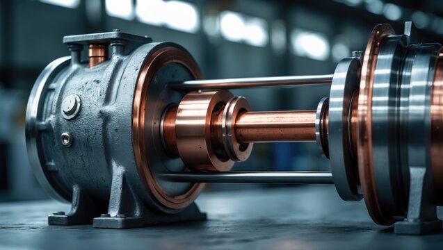 Horizontal water pump, cross section. The internal mechanism is displayed.