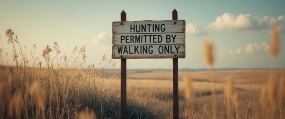 Hunting permission sign located on the ground close to Loma.
