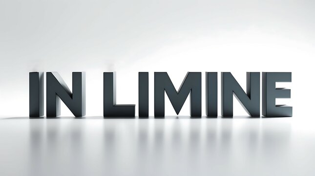 Text arrangement of bold letters spelling in limine on a reflective surface