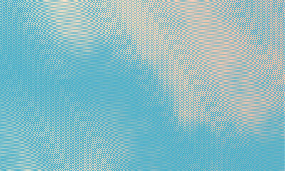 Abstract halftone grunge texture background image. Line art vintage vector background. Blue sky in engraving style.