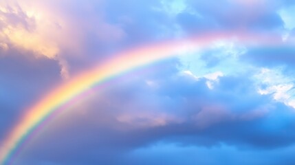 Sky with a mesmerizing rainbow appearing after a fresh rainfall