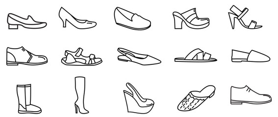 Shoes models icon set editable stroke 