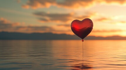 Fototapeta premium Red heart balloon symbolizing love.