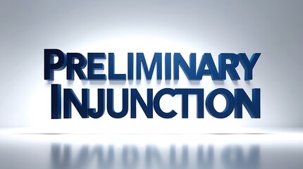 Strong lettering showcases the term Preliminary Injunction in a professional setting