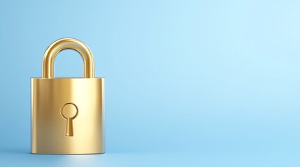 Gold Padlock on Blue Background Symbolizing Security and Protection of Personal Information and Privacy