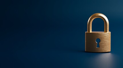 Fototapeta premium Golden Padlock on a Dark Blue Surface Symbolizing Security, Privacy, and Protection of Personal Information