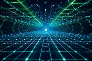Obraz premium A digital cybersecurity screen. Personal data, identification data and business privacy concept.
