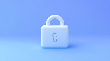Fototapeta premium Minimalist Blue Padlock Icon on Smooth Background for Security and Privacy Concepts in Digital Environments