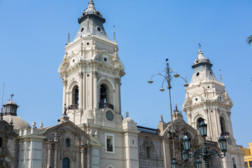 Obraz premium Medieval colonial buildings in Lima, the capital and largest city in Peru