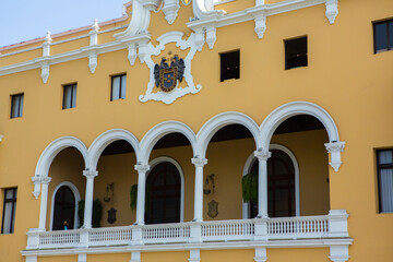 Medieval colonial buildings in Lima, the capital and largest city in Peru