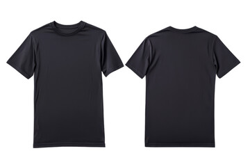 plain black t shirt is displayed in both front and back views, showcasing its simple design and short sleeves. shirt is made of smooth fabric, ideal for casual wear