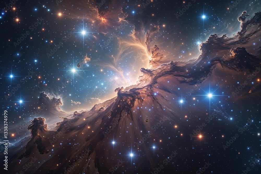 Wall mural stunning cosmic display of a dynamic nebula and bright stars in a captivating universe