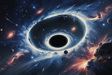 Enigmatic Cosmic Landscape Featuring Black Holes and Radiant Cosmic Rays in the Void