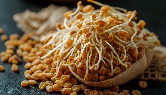 Germinated Fenugreek Seeds Sprouted for Health, Flavorful Ingredient for Culinary Delights