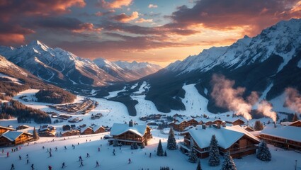 Aerial Perspective of the Ski Town