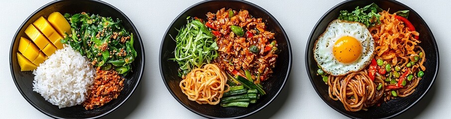 Vibrant Asian Cuisine Platters with Delicious Ingredients and Colors