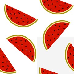 Cartoon red watermelon slices on white background