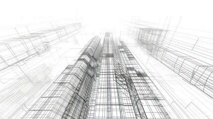 Fototapeta premium Construction blueprint of a modern skyscraper.