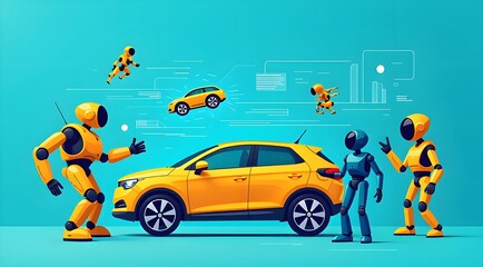 Fototapeta premium The blueprint of intelligent manufacturing of future automobiles