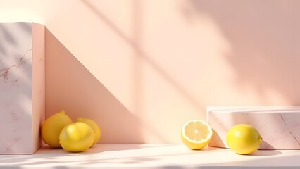 Lemon and Stone Modern Aesthetic Minimalism in Soft Pastel Environment
