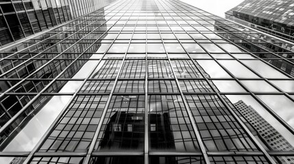 Fototapeta premium Close-up of reflective windows on a skyscraper.
