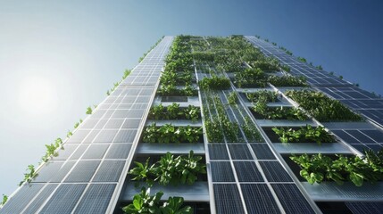 Fototapeta premium Solar-powered Vertical Farm Producing Organic Veget