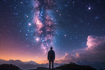 Fototapeta premium Starlit Skywatching Adventures Discovering the Wonders of Cosmic Exploration