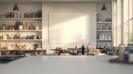 Modern Kitchen Mockup Blank Canvas