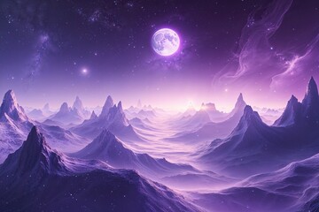 Dreamy Violet and White Cosmic Landscape with Gradient and Ethereal Glow