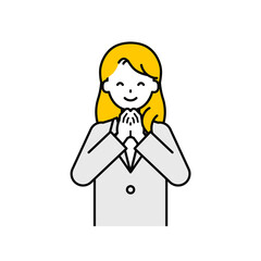 上半身のポーズ_シンプルな会社員の女性07