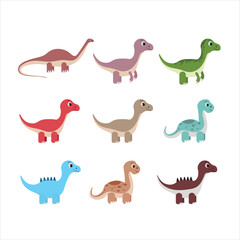 set colorful dinosaur design vector illustration