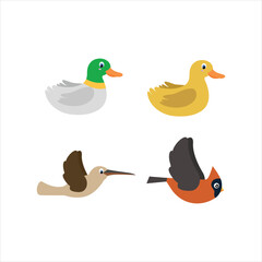 vector drawing set flying birds
