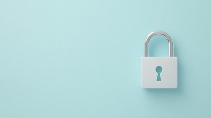 Fototapeta premium Simple Padlock on a Soft Blue Background with a Keyhole Symbolizing Security and Privacy in Digital Age