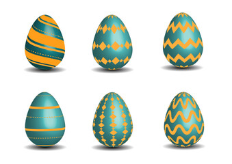 Easter eggs collection green and gold