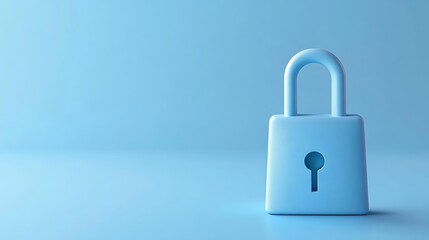 Fototapeta premium Soft Blue Lock on Smooth Surface Evoking Concepts of Security, Privacy, and Protection in Digital Era
