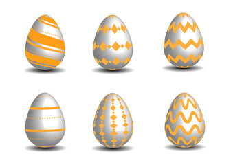 Easter eggs collection white and gold