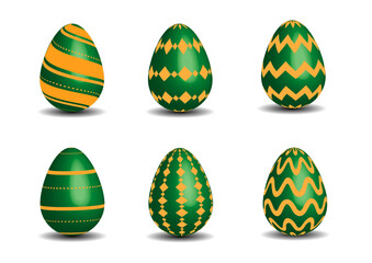 Easter eggs collection green and gold