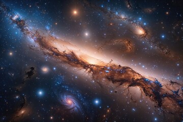Fototapeta premium Endless Universe of Stars Galaxies and Nebulae in Radiant Cosmic Artistry