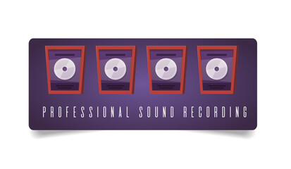 Professional sound recording studio, LP disc in wood frame, platinum or silver vinyl or CD music award vector collection