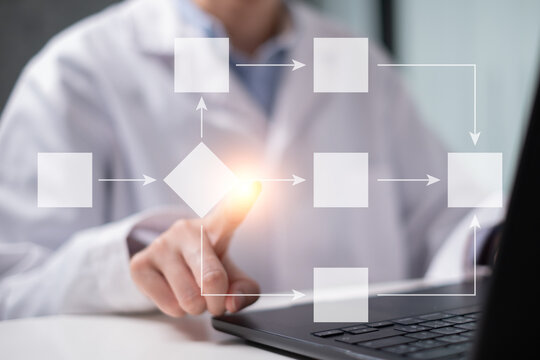 Doctor medical healthcare and medicine diagnosis treatment flowchart technology concept