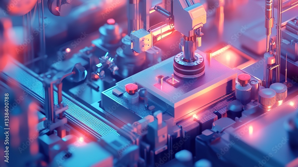 Poster ai-driven production process optimizing efficiency.
