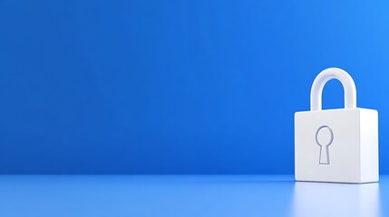 White Padlock on Bright Blue Background Representing Security, Protection, and Privacy Concepts in Digital World